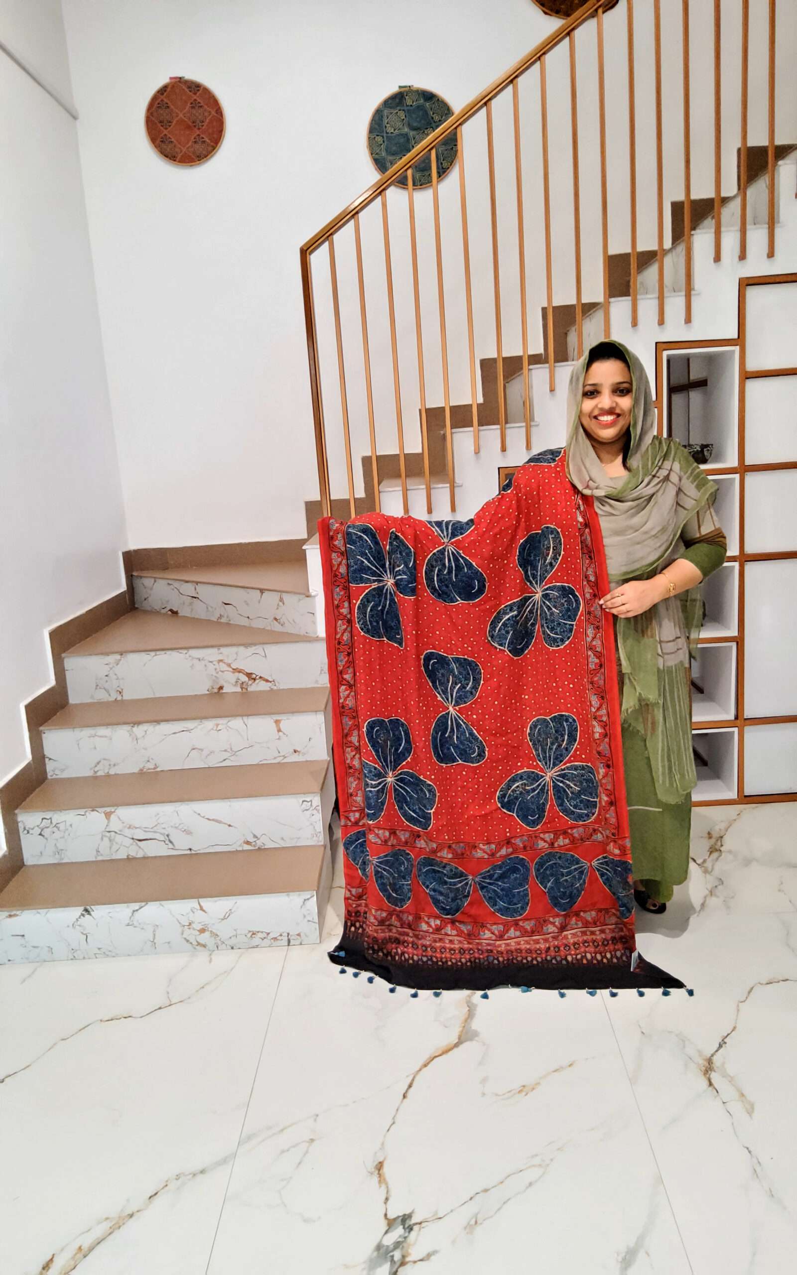 Modal Silk Natural Dye Hand Block Print Dupatta - Image 6